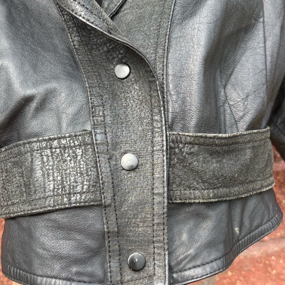 Vintage Leather Jacket Womens Large Maggie Lawrence Sport Edgy Moto Suede Button - Picture 7 of 12